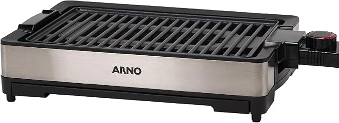 Churrasqueira-Elétrica-Arno-Mais-Sabor-e-Pouca-Fumaça-GPRA_-Inox-e-Preta-com-Revestimento-Antiaderra
